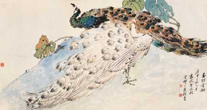 袁晓岑 庚申（1980年）作 玉羽金翎 横幅